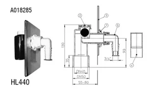 HL priključek za pralni stroj DN40/50, 160x110mm