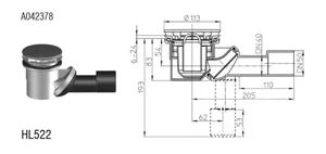 HL sifon za tuš kad DN40/50, 90mm