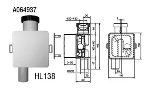 HL sifon za klimo, DN32 100x100