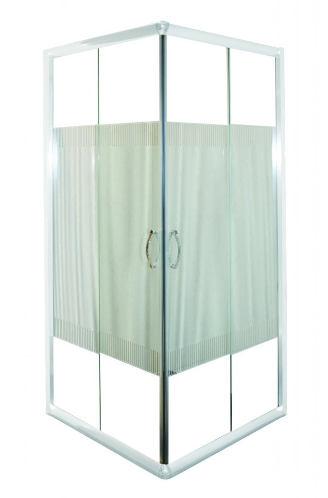 Sanotechnik tuš kabina TTW80S 80x80x180, beli profili, steklo s črtastim dekorjem