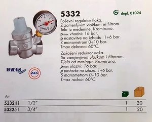 5332 reducirni ventili z manometrom