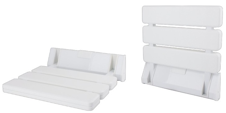 Tuš sedež Sanotechnik, poklopni, beli