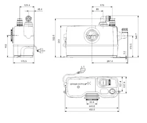 Grundfos SoloLift2 WC-1 dimenzije