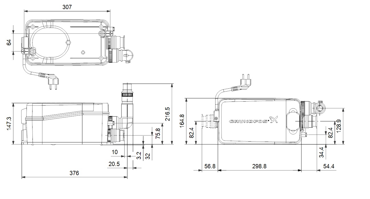 Grundfos SoloLift2 D-2 dimenzije
