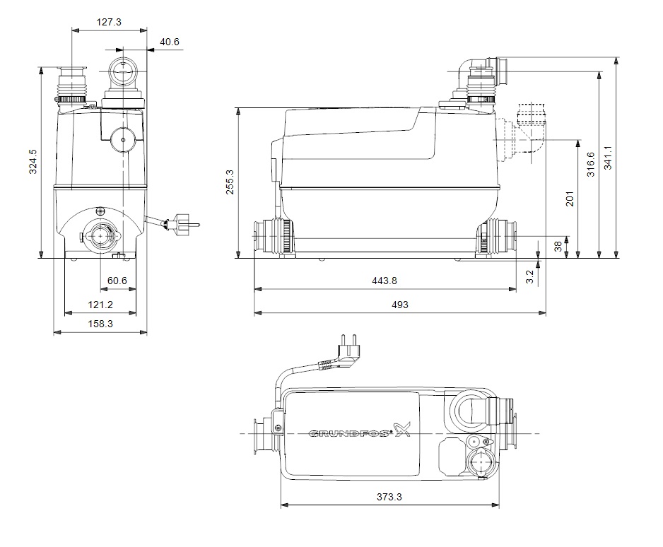 Grundfos SoloLift2 C-3 dimenzije