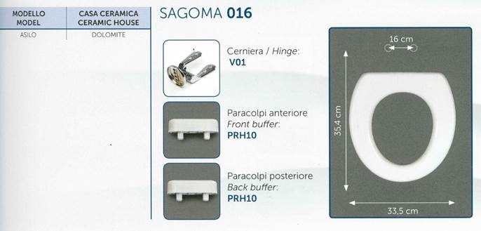 Ceramica Dolomite pokrov za školjko ASILO