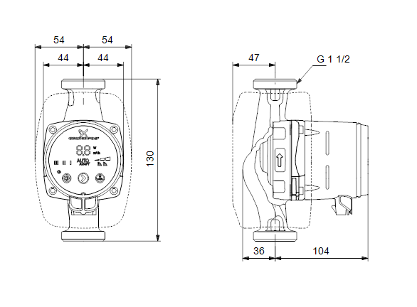 Grundfos Alpha2 25-50 130 dimenzije