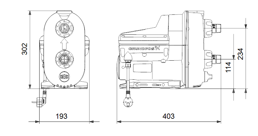 Grundfos Scala2 dimenzije