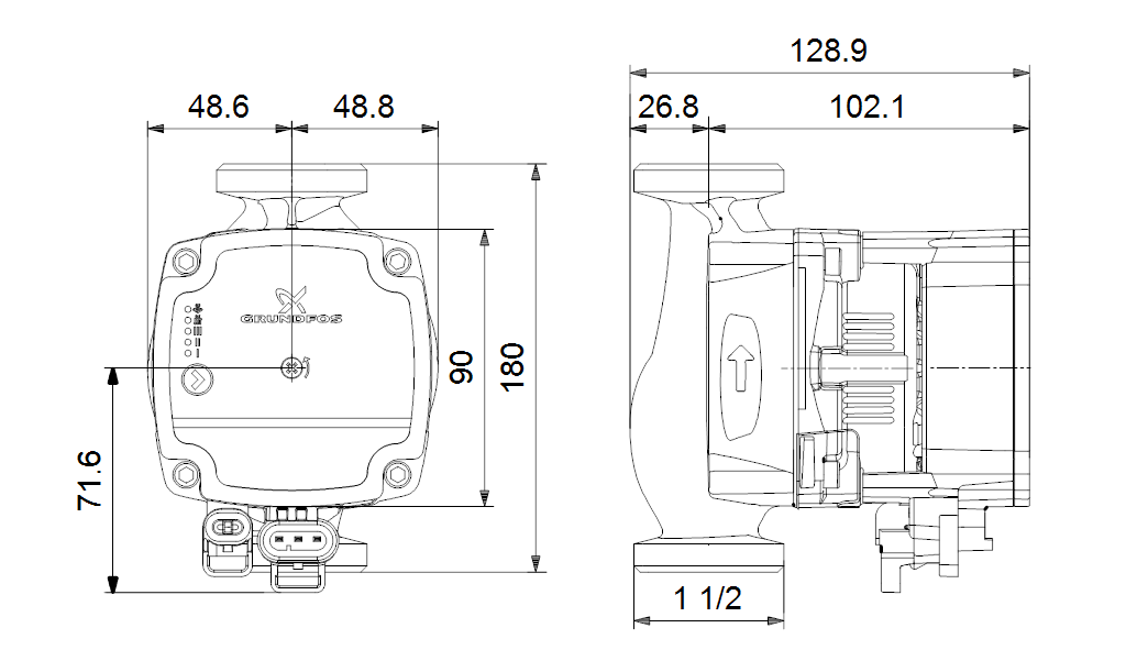 Grundfos Alpha 1L dimenzije