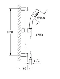 Grohe New Tempesta 100 Cosmopolitan, dimenzije