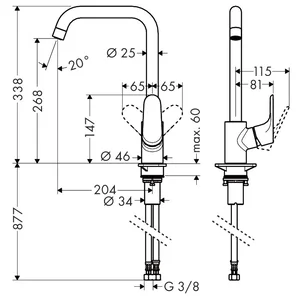 Hansgrohe 31820800 Focus armatura za kuhinjo, L izliv (stainless steel optic)