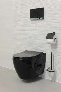 Sanotechnik UNO WC školjka s soft slim pokrovom - črne barve 