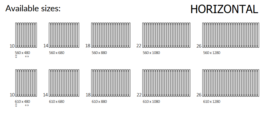 Triga - Terma radiator - dimenzije za ležeče