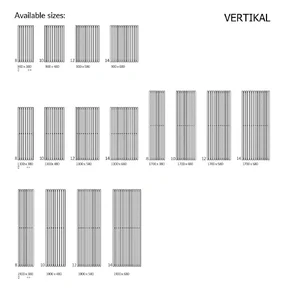 Triga - Terma radiator - dimenzije za vertikalne