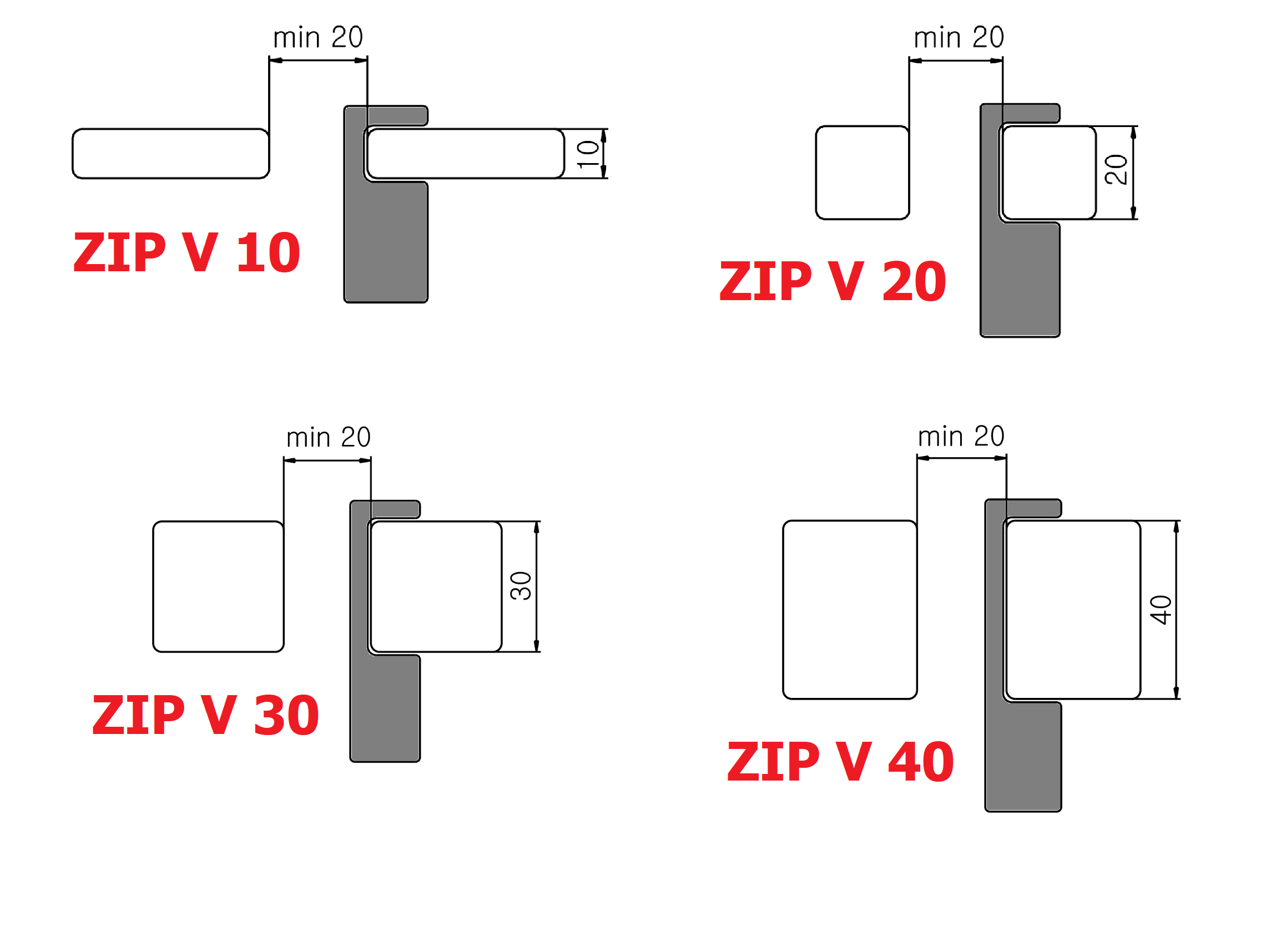 Terma obešalo ZIP V - dimenzije