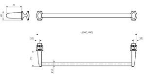 Terma držalo BASIC ravno - dimenzije