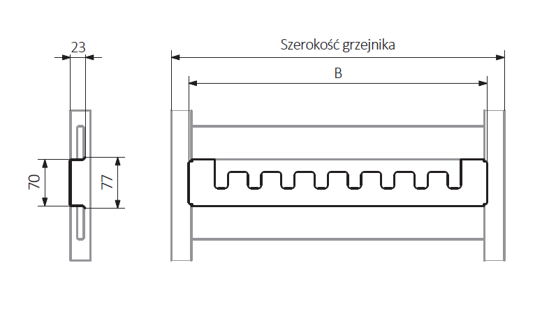 Terma Vivo Happy HIPPO - tehnična skica