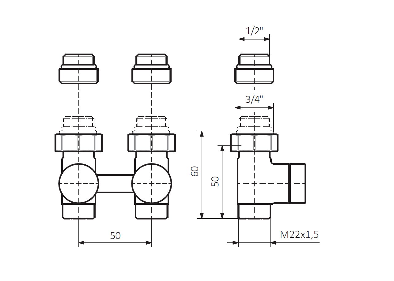 Tehnična skica set spodnji (RAVNI ventil)