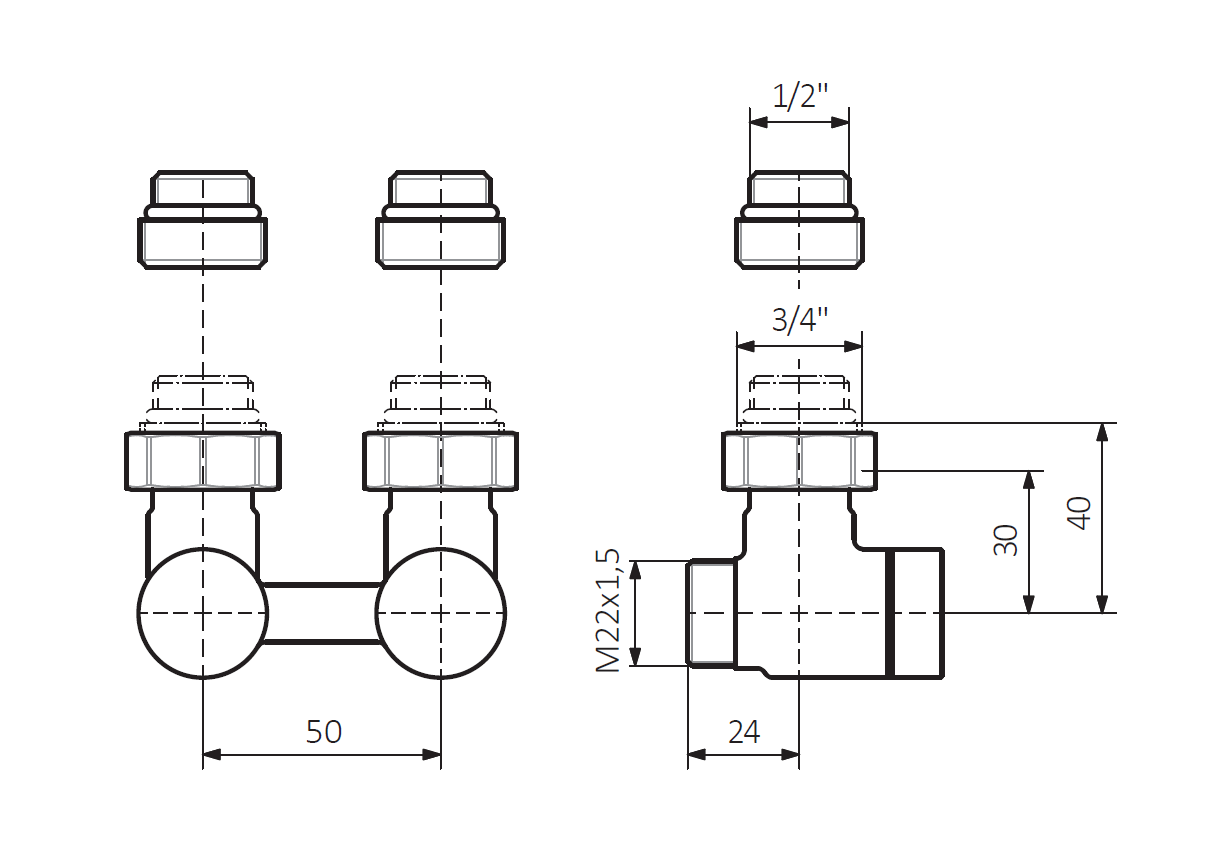 Tehnična skica set spodnji (KOTNI ventil)