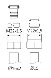 Tehnična skica - priključne matice M22x1-5