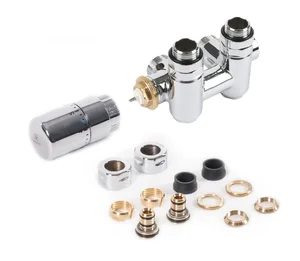 Set Terma DESIGN radiatorski ventil, spodnji term.+grelec, kotna DESNA izvedba, krom