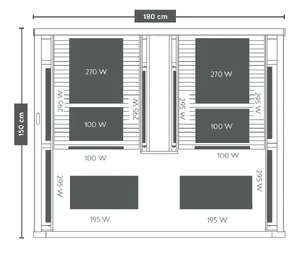 Infra savna Sanotechnik Carbon 2 - dimenzije