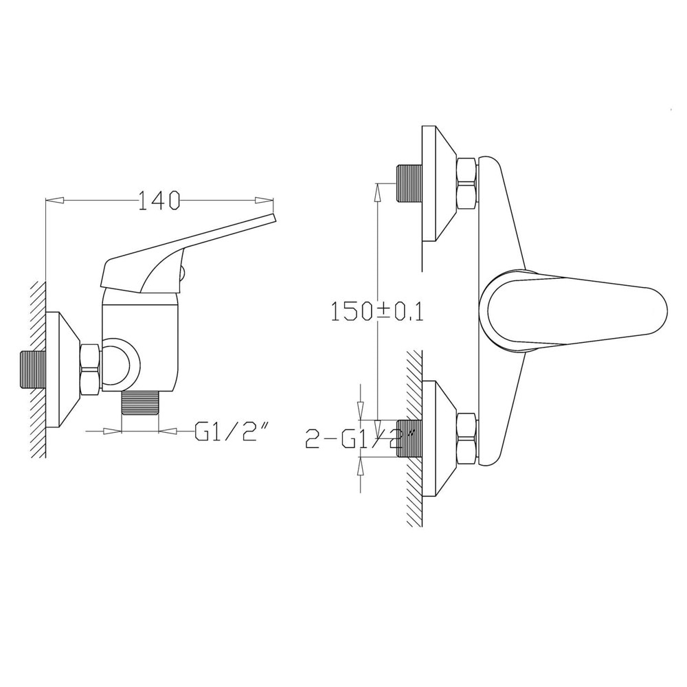 Sanotechnik Sanotop armatura za tuš - dimenzije