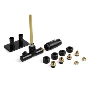 Set AllInOne Terma DESIGN radiatorski ventil, enojni term., kotna DESNA izvedba, črna mat