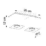 Stropna svetilka QUAD 2 siva (26x11x12cm)