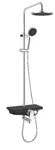 Sanotechnik naglavni tuš set z armaturo in izlivom AS704 (krom/črna)