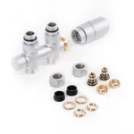 Set Terma DESIGN radiatorski ventil, spodnji term., ravna LEVA izvedba, saten