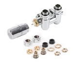 Set Terma DESIGN radiatorski ventil, spodnji term.+grelec, kotna DESNA izvedba, krom